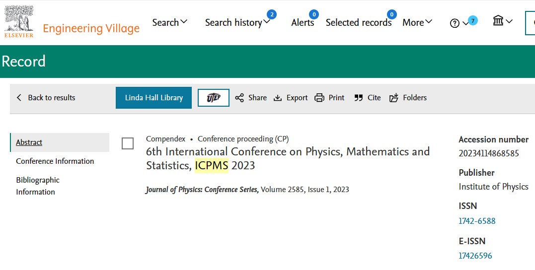 The 7th International Conference on Physics, Mathematics and Statistics